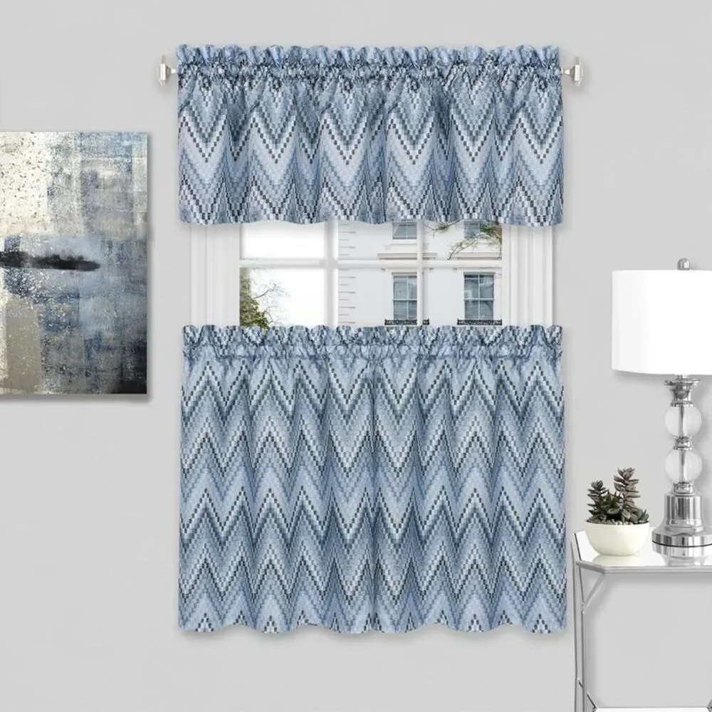 Woven Trends Geometric Chevron Light Filtering, Modern Living Room Half Rod